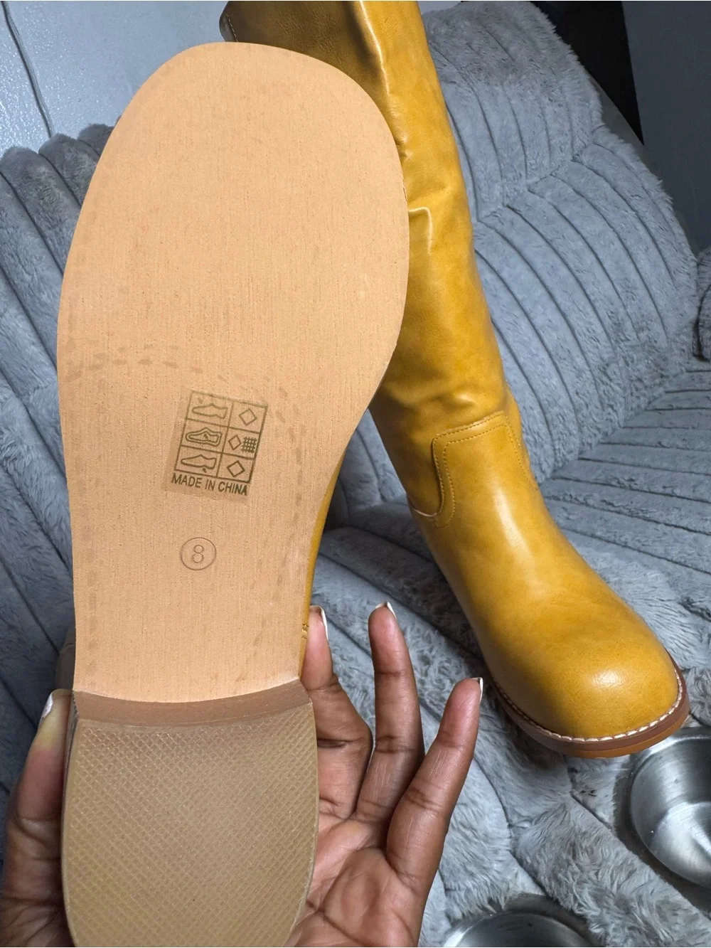 Women's Over-the-Knee Riding Boots in Mustard Yellow